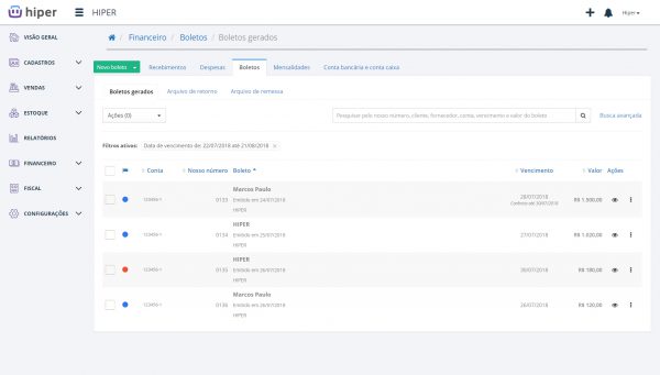 Gerenciamento de boletos